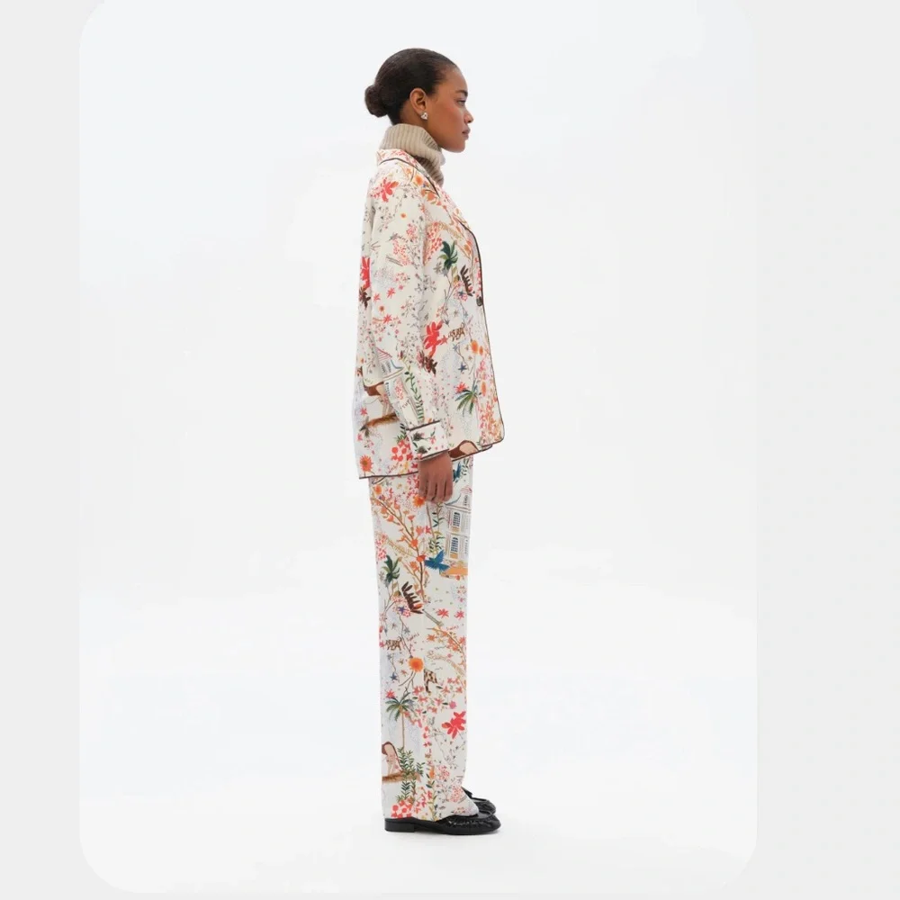 NWT SIEDRÉS MAISON PRINT STRAIGHT-LEG DRAWSTRING PANTS - Picture 4 of 4